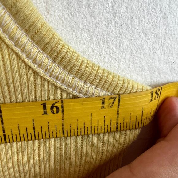 Butter Yellow Ribbed Tank Top, Clean Girl Minimalist Y2K Retro Coquette Medium - Picture 5 of 6